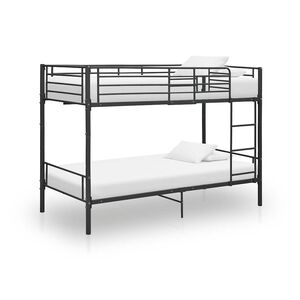 vidaXL Двуетажно легло, черно, метал, 90x200 см
