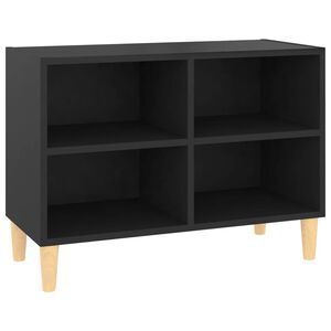 vidaXL ТВ шкаф с крака от дърво масив, черен, 69,5x30x50 см