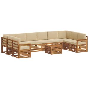 vidaXL Комплект дивани за открито 11 pcs Натурален и Бежов