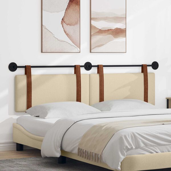 vidaXL Висяща табла Монтиране на стена Крем 170 x 55 x 5 см Антично PU