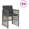 vidaXL Градински столове с възглавници, 4 бр, сиви, полиратан