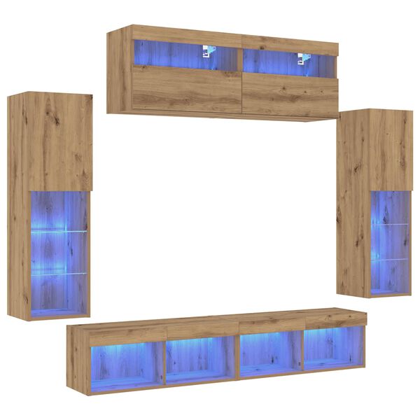 vidaXL Комплект ТВ шкаф 6 pcs дъб артизан Инженерно дърво