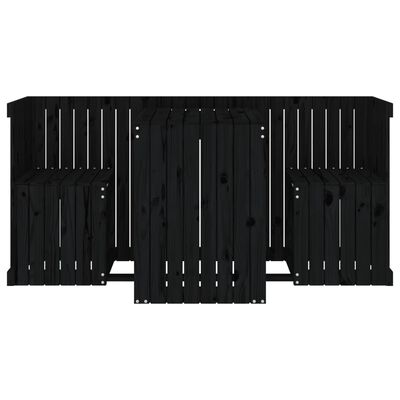 vidaXL Балконски комплект, 2-местен, черен, бор масив