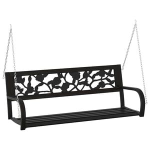 vidaXL Градинска люлка пейка, 125 см, стомана и пластмаса, черна