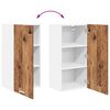 vidaXL Висящ шкаф с врата Стара дървесина и бяло 40 x 31 x 80 см