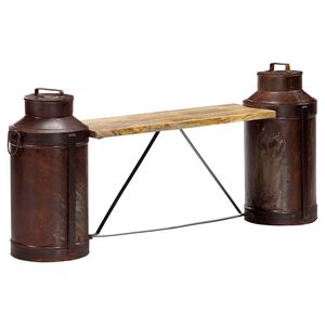 vidaXL Пейка с гюмове за мляко, 150x33x64 см, мангово дърво масив