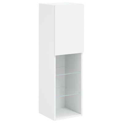 vidaXL Комплект ТВ стенни шкафове, 6 части, с LED светлини, бели