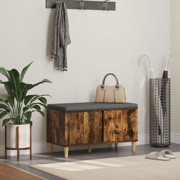 vidaXL Пейка за коридор с възглавница Димян дъб 80 x 38 x 46 см