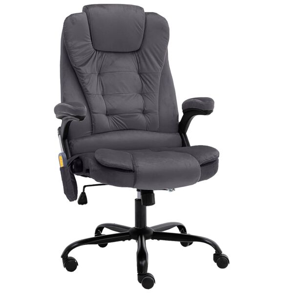 vidaXL Масажиращ офис стол, тъмносив, кадифе