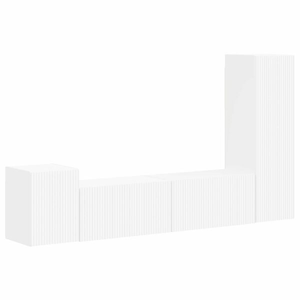 vidaXL Комплект ТВ шкаф Монтиране на стена 4 pcs Бяло Инженерно дърво