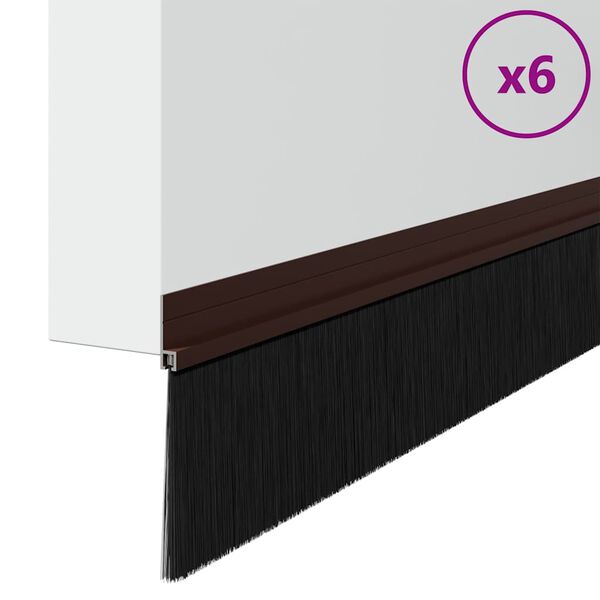 vidaXL Самозалепващи се четки за уплътняване на врати 6 pcs Кафяво