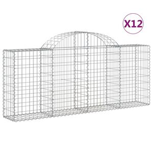 vidaXL Габионни кошници арка 12 бр 200x30x80/100 см поцинковано желязо