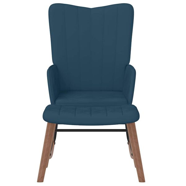 vidaXL Люлеещ се стол с табуретка, син, кадифе