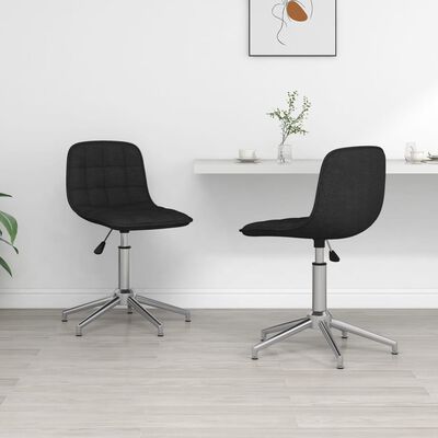 vidaXL Въртящи се трапезни столове, 2 бр, черни, текстил