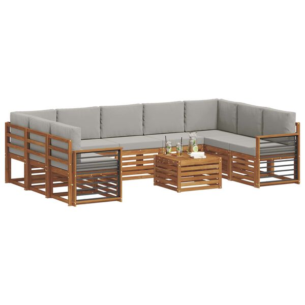 vidaXL Комплекти дивани с възглавница 10 pcs Естествено и светло сиво