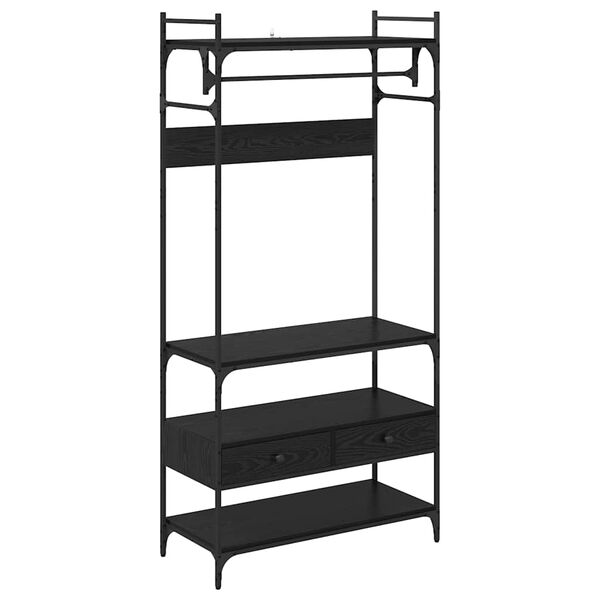 vidaXL Гардероб с рафт Черен дъб 89 x 39 x 184.5 см Инженерно дърво