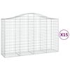 vidaXL Габионни кошници арка 15 бр 200x50x120/140см поцинковано желязо