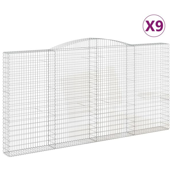 vidaXL Габионни кошници арка 9 бр 400x30x200/220 см поцинковано желязо