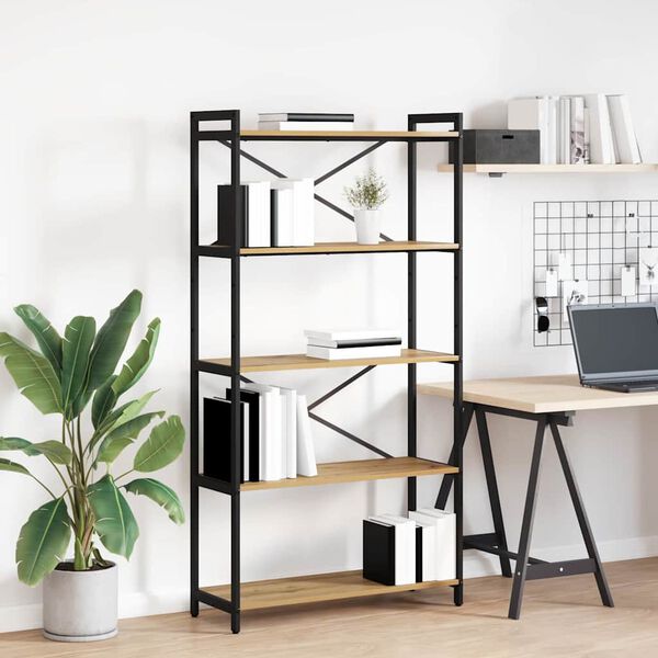 vidaXL Рафт за книги Дъб 80 x 30 x 155 см Инженерно дърво