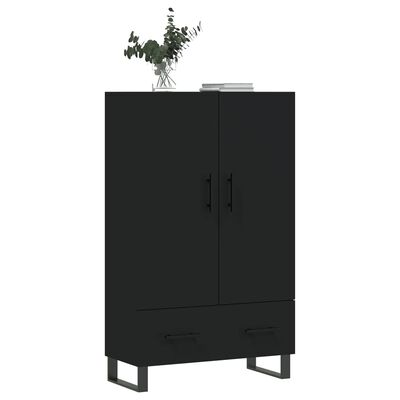 vidaXL Висок шкаф, черен, 69,5x31x115 см, инженерно дърво