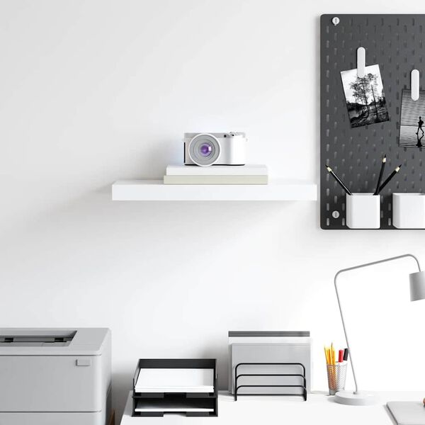 vidaXL Окачен стенен рафт, бял, 50x23x3,8 см, МДФ