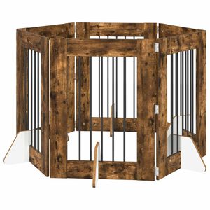 vidaXL Врата за кучета с поставки 6 pcs Опушен дъб 60 x 80 cm