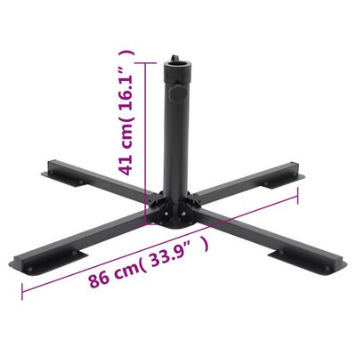 vidaXL Основа за чадър сгъваема за Ø38/48 мм прът черна стомана гланц