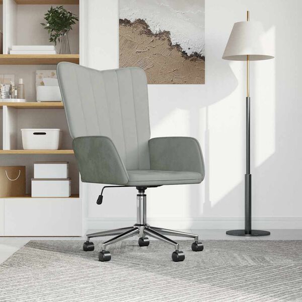 vidaXL Релаксиращ стол, светлосив, кадифе