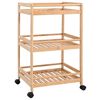 vidaXL Кухненска количка с колела Естествен 46 x 38 x 76 см Бамбук