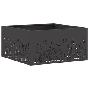 vidaXL Камина за огън Черно 60 x 60 x 30 cm Патинираща стомана