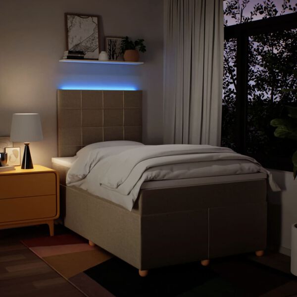 vidaXL Боксспринг легло с матрак, кремаво, 120x200 см, плат