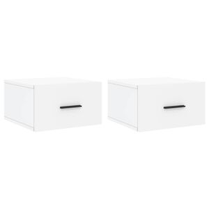 vidaXL Нощни шкафчета за стенен монтаж, 2 бр, бели, 35x35x20 см