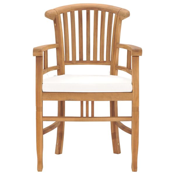 vidaXL Градински трапезен комплект с възглавници, 3 части, тик масив