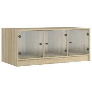 vidaXL Маса за кафе със стъклени врати, сонома дъб, 102x50x42 см