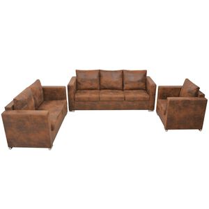 vidaXL Комплект дивани в 3 части, изкуствен велур