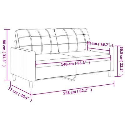 vidaXL 2-местен диван, светлосив, 140 см, плат