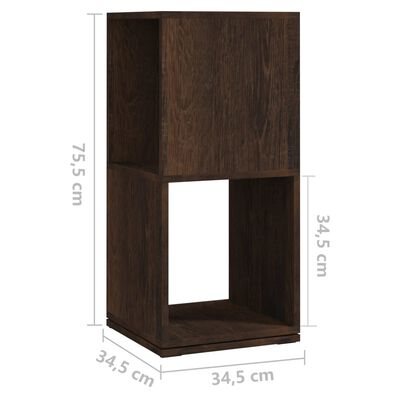 vidaXL Въртящ се шкаф, опушен дъб, 34,5x34,5x75,5 см, инженерно дърво