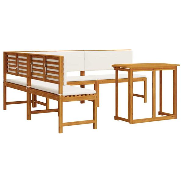 vidaXL Комплект градинска пейка 4 pcs Кафяво Акациево дърво масив