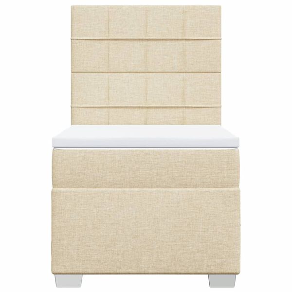 vidaXL Боксспринг легло с матрак, кремава, 90x200 см, плат