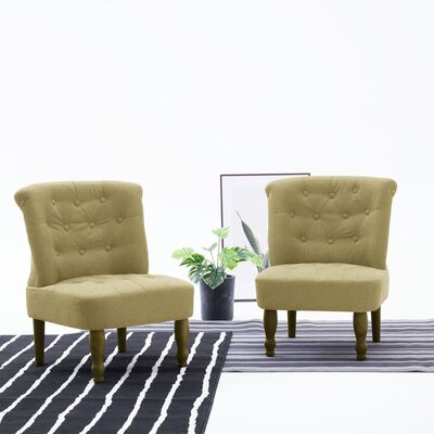 vidaXL Френски стол, зелен, текстил