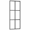 vidaXL Плъзгаща врата, ESG стъкло и алуминий, 76x205 см, черна