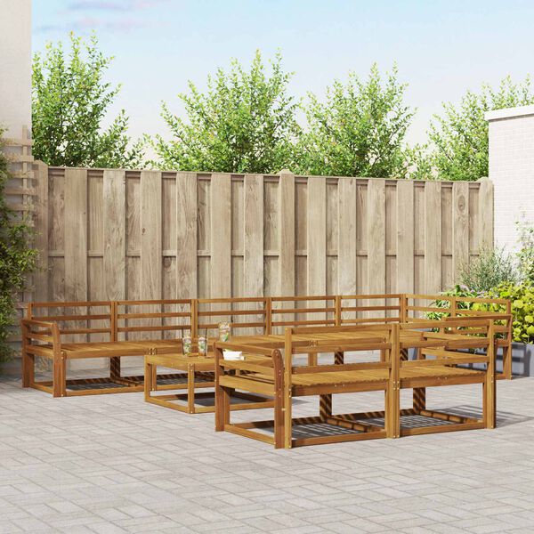 vidaXL Комплект дивани за открито 9 pcs Естествен