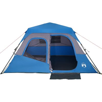 vidaXL Семейна палатка 6 души синя бързо освобождаване водоустойчива
