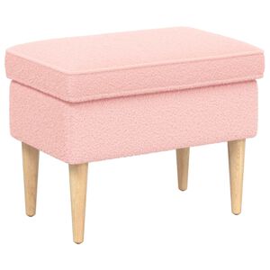 vidaXL Пуф за крака Розово 55 x 35 x 41 см Букле