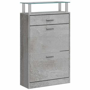 vidaXL Шкаф за обувки, бетонно сив, 63x24x104 см, инженерно дърво