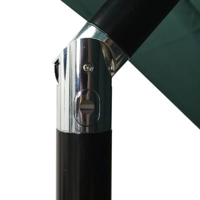 vidaXL Градински чадър на 3 нива с алуминиев прът, зелен, 2,5x2,5 м