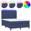 vidaXL Боксспринг легло с матрак и LED, синьо, 140x200 см, плат