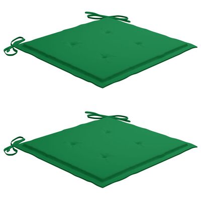 vidaXL Бистро комплект от 3 части, със зелени възглавници, тик масив