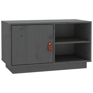 vidaXL ТВ шкаф, сив, 70x34x40 см, бор масив