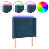 vidaXL LED горна табла за легло, тъмносиня, 103x16x118/128 см, кадифе